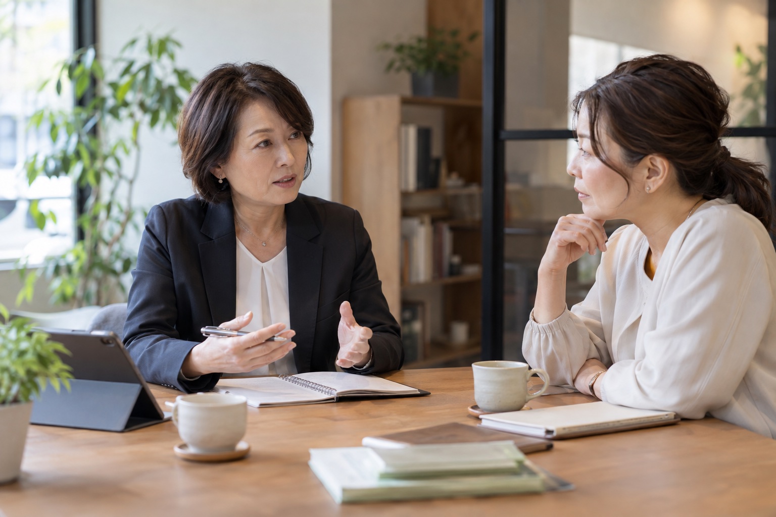 相談者と向き合って話を聞くコンサルタント